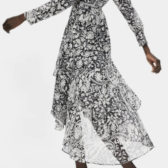 Zara Crossed Print Dress XL EUC - Picture 5 of 8